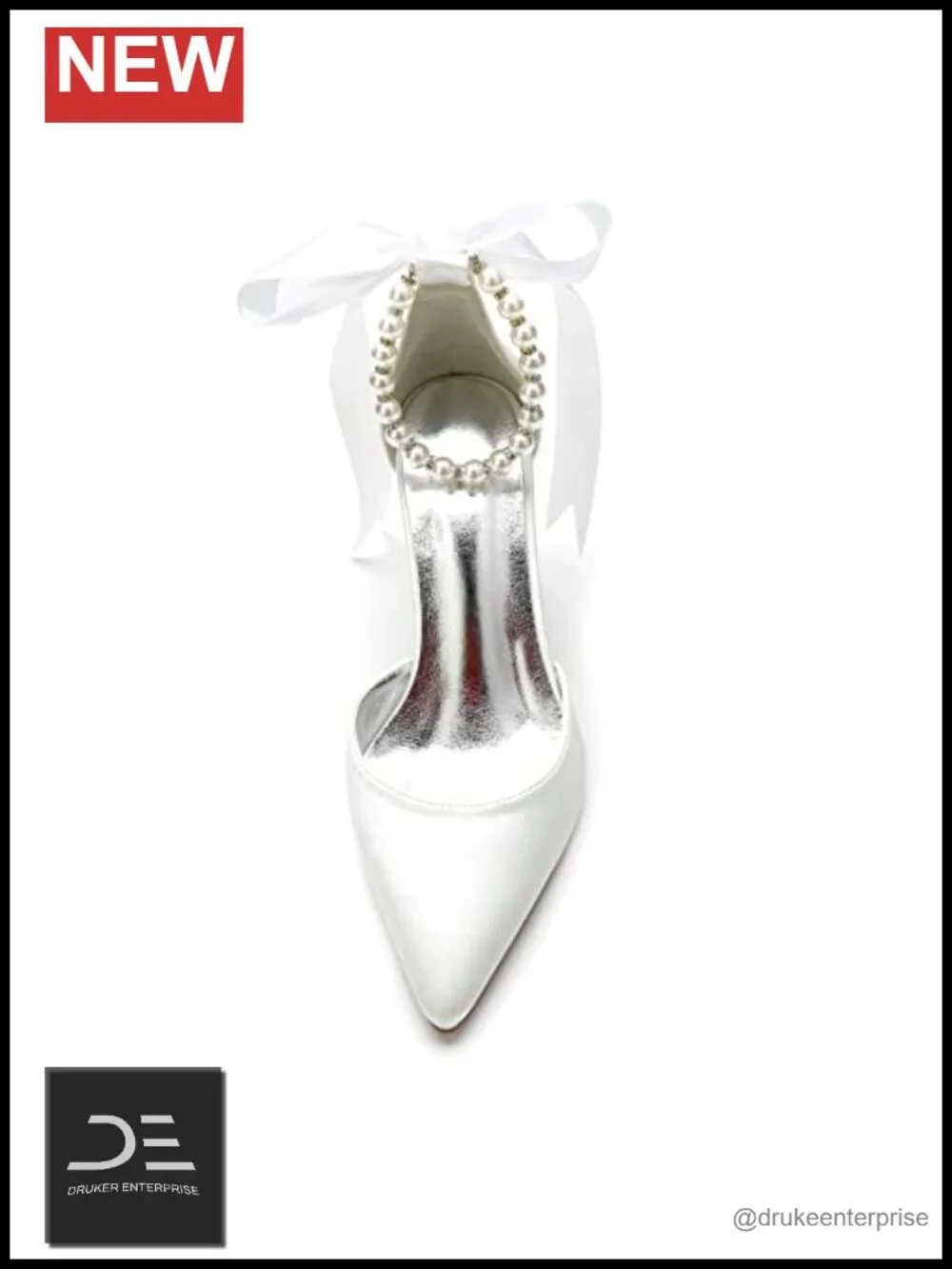 Women's Pointed Toe Chunky Heels Satin Pearls Block Heel Pumps Bridal Dressy